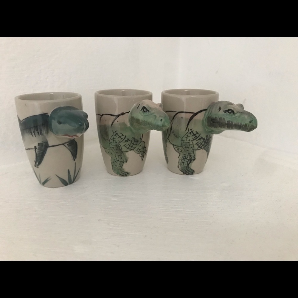 Ceramic 3D Sculptural Dinosaur Shark Cups Planters - Picture 7 of 8